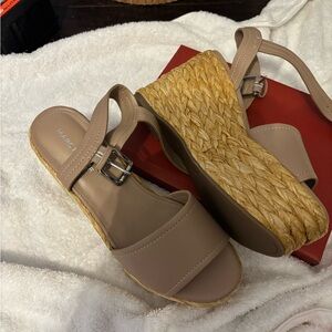 Marc Fisher Beige Espadrille Wedges